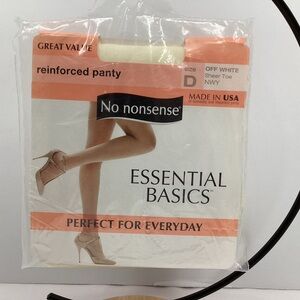 No Nonsense Essential Basics Pantyhose Off White Sheer Toe Reinforced Panty Sz D